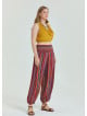 Elastic Waist Relaxed Cut Red Plus Size Trousers 4626
